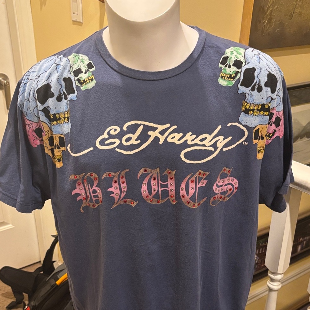 Ed Hardy Tee with Colorful Skull Design
